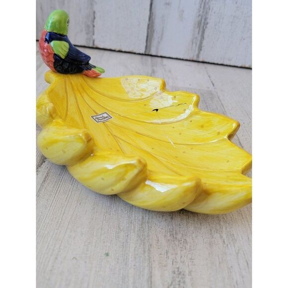 Fitz Floyd parrot banana AS IS dish candy serving decor - Picture 9 of 13